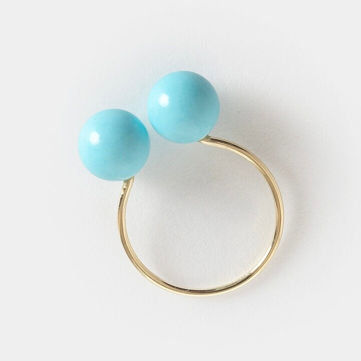 14K Gold Turquoise Bead Ring