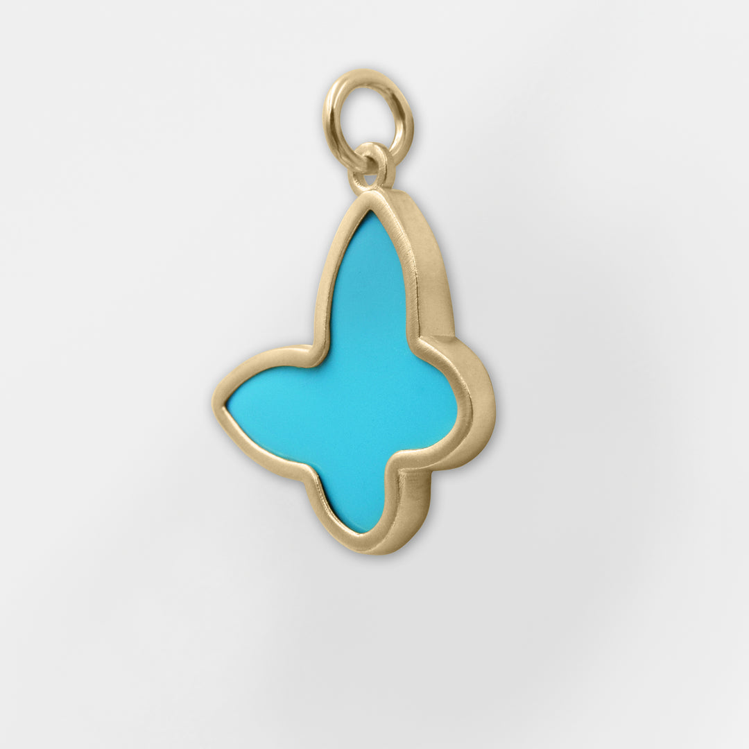 Handmade Turquoise Butterfly Charm - Handcrafted 18K Gold Plated Elegance