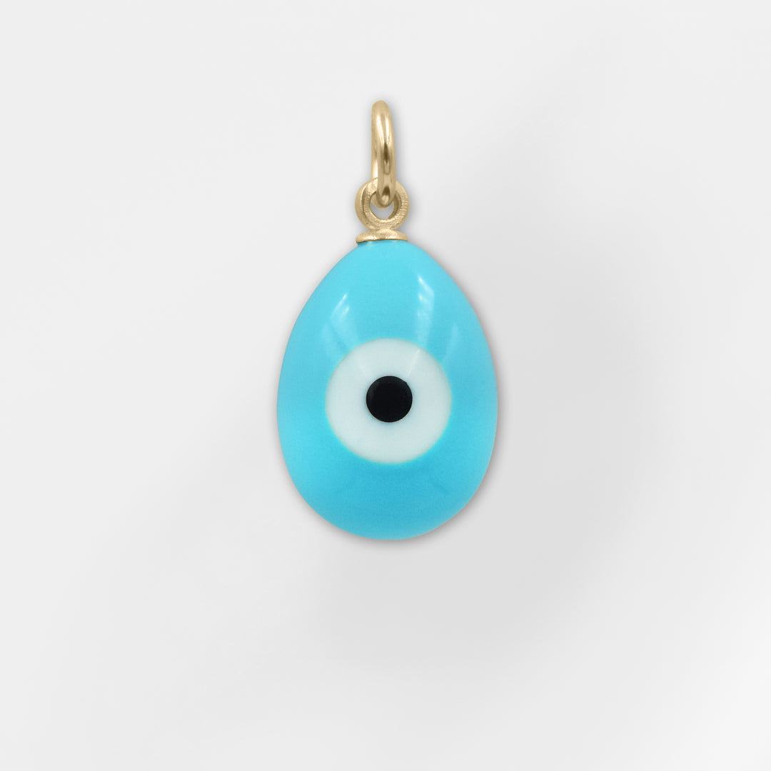 Greek Evil Eye Egg Turquoise Pendant