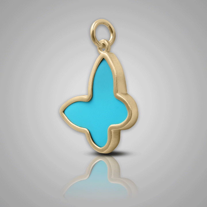 Handmade Turquoise Butterfly Charm - Handcrafted 18K Gold Plated Elegance