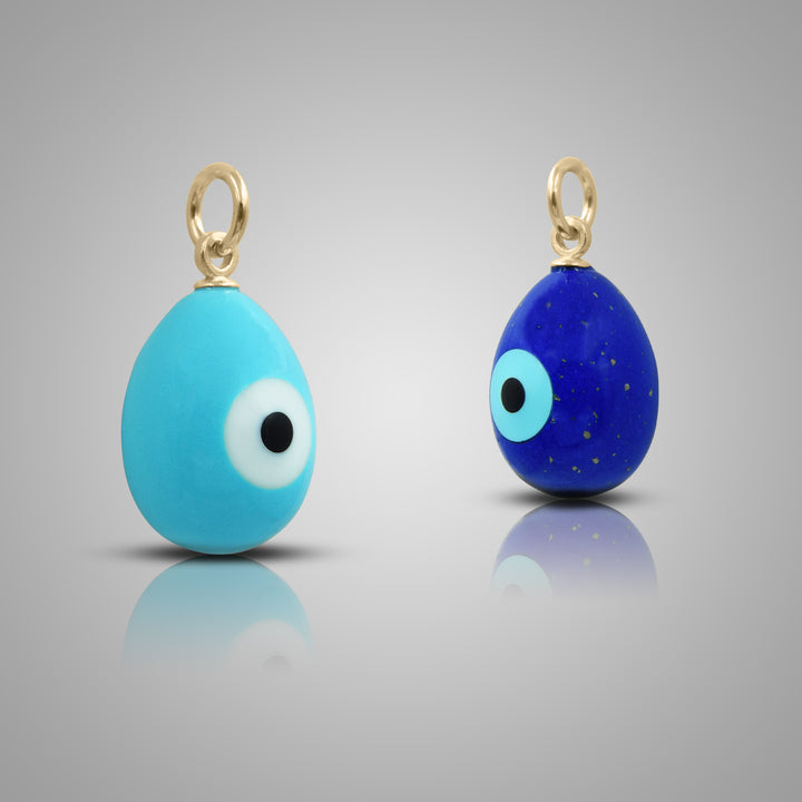 Greek Evil Eye Egg Blue Pendant