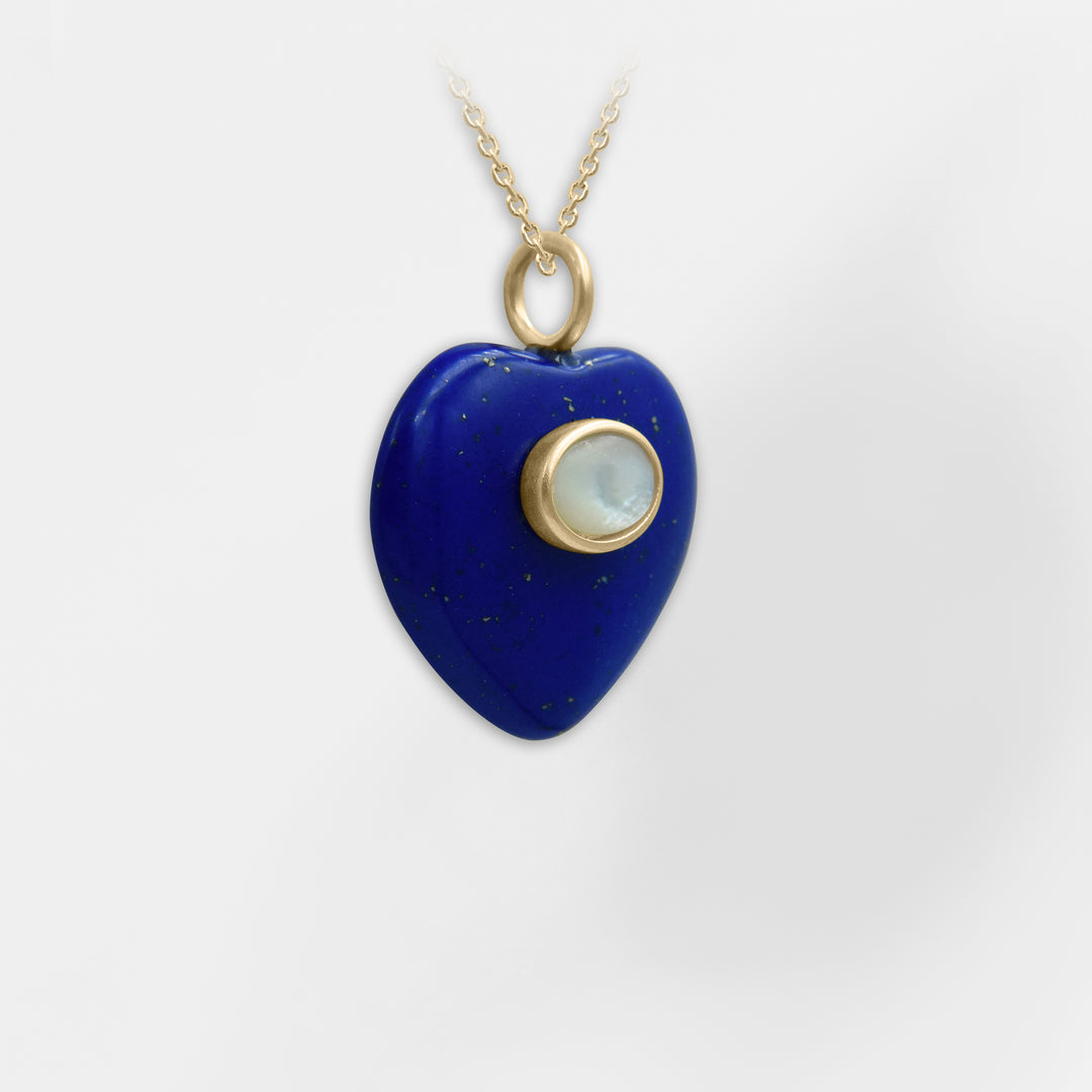 Aegean Heart Handcrafted Blue and Moonstone Pendant from Greece