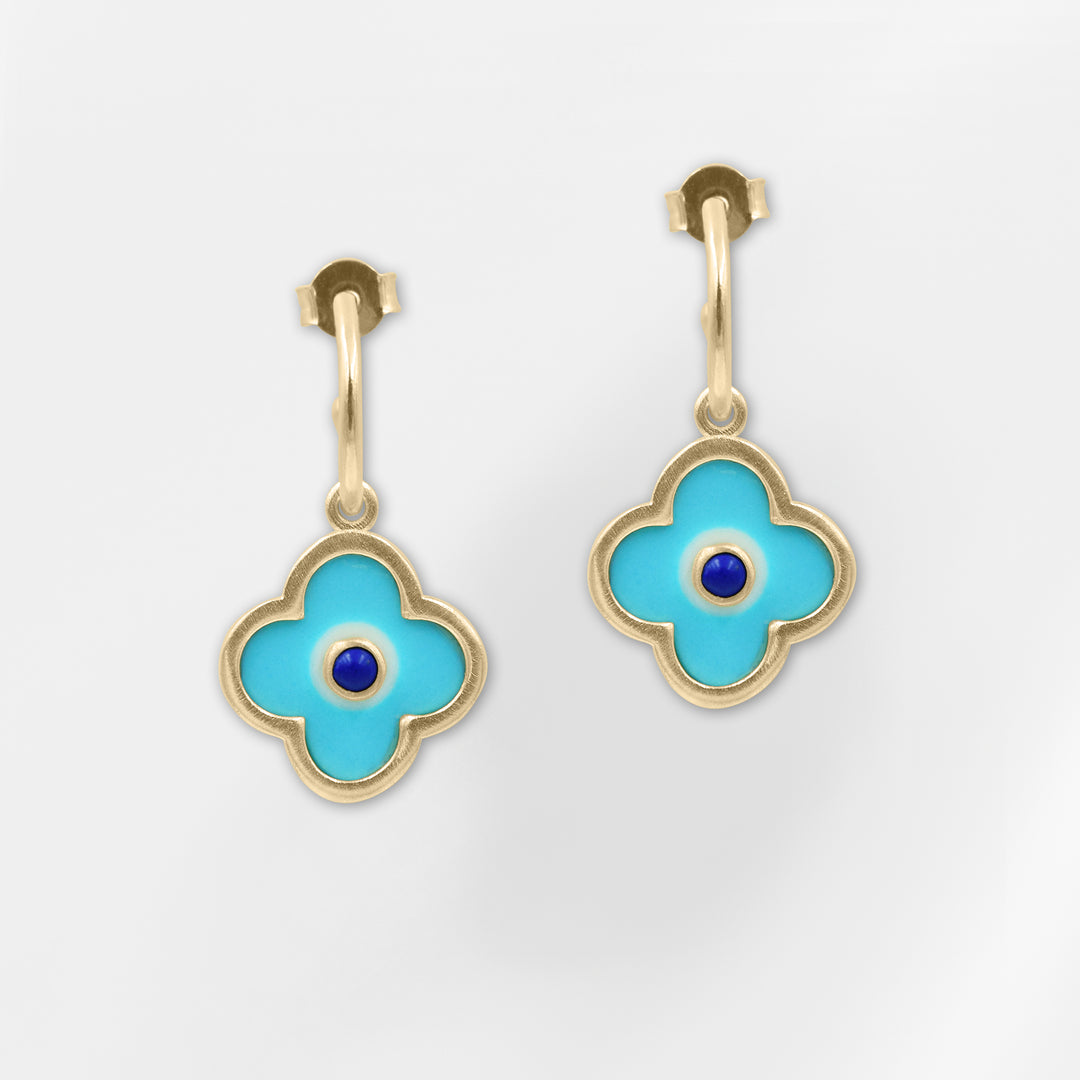 Turquoise Clover Dangle Earrings