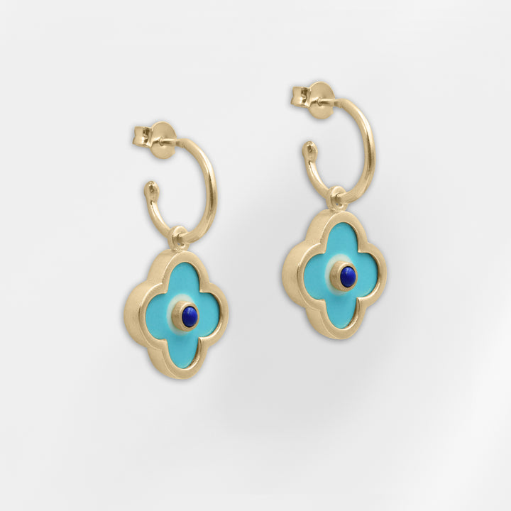 Blue Clover Dangle Earrings