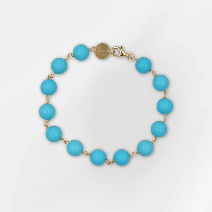 Handmade Turquoise Bead Bracelet with Gold Plated Accents