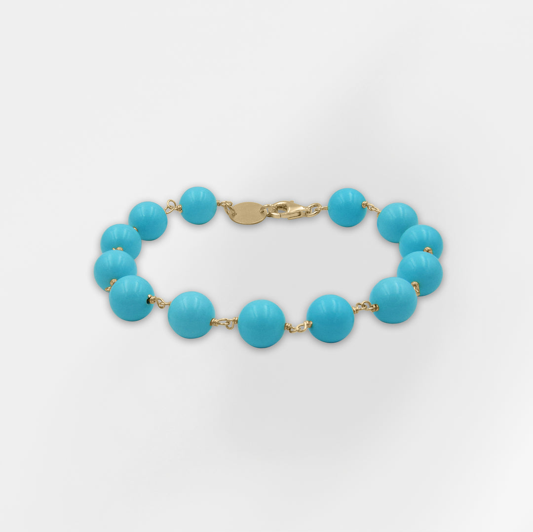 Handmade Turquoise Bead Bracelet with Gold Plated Accents