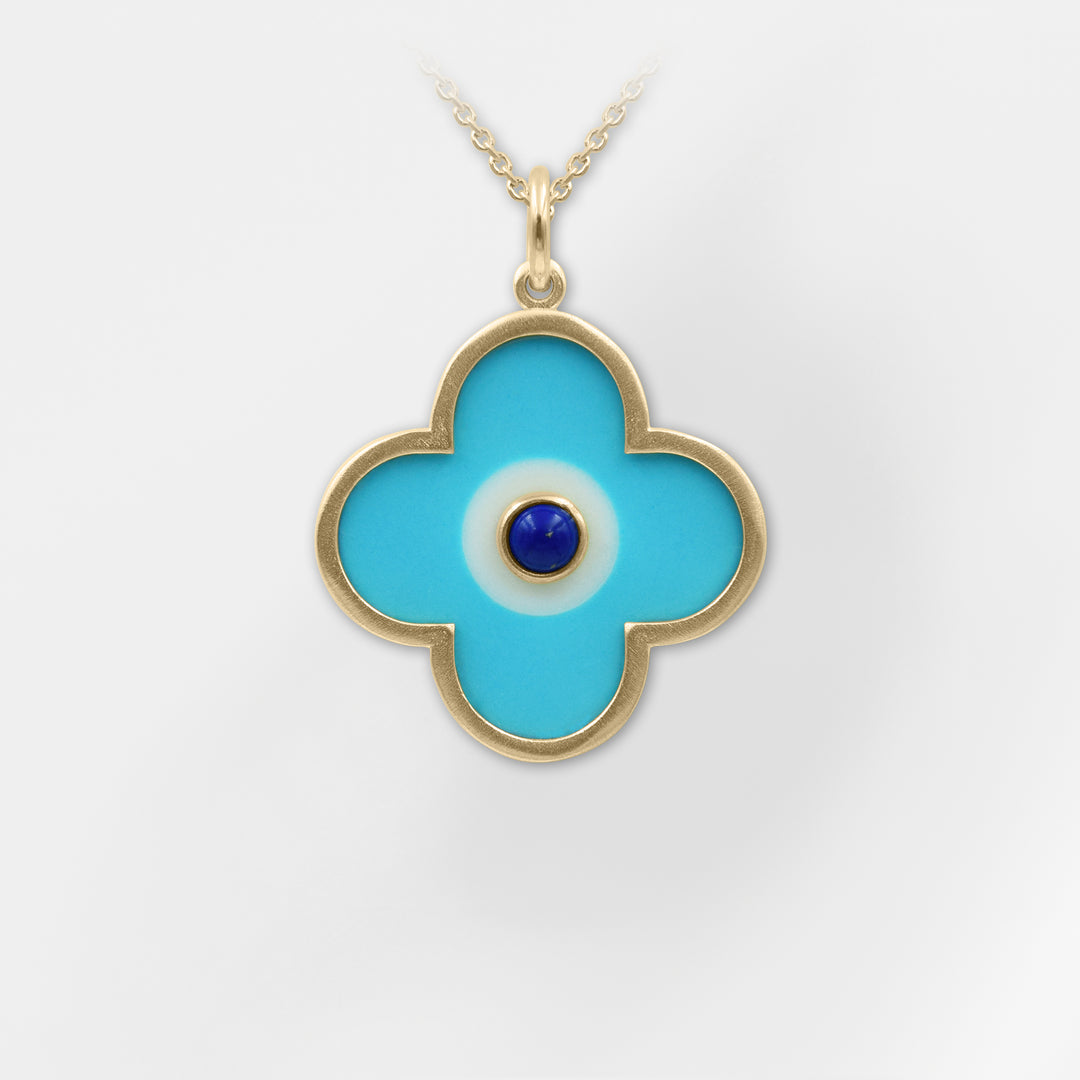 Handmade Clover Necklace Turquoise