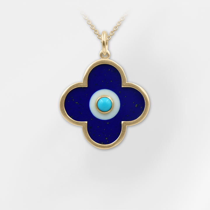 Handmade Clover Necklace Blue