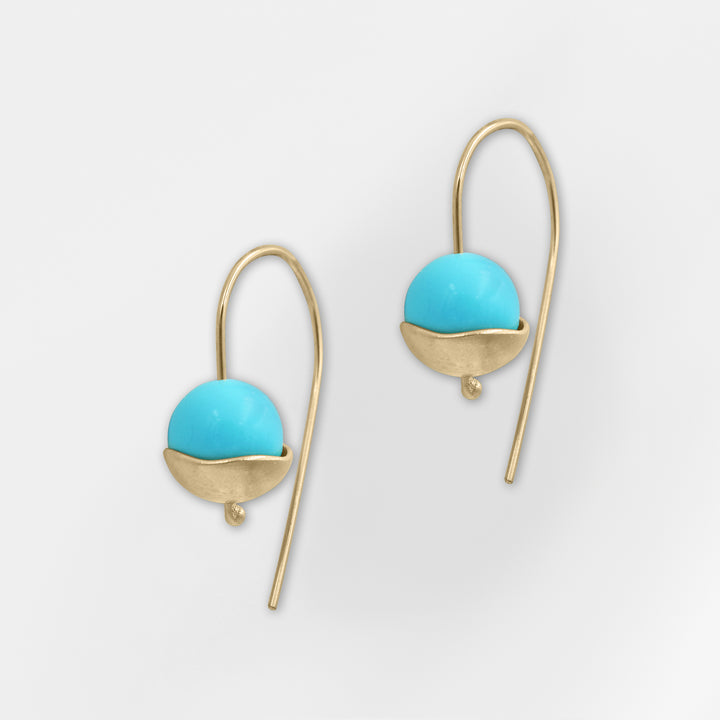 Handmade Ocean Whisper Earrings - 18K Gold Plated with Mother of Pearl or Turquoise