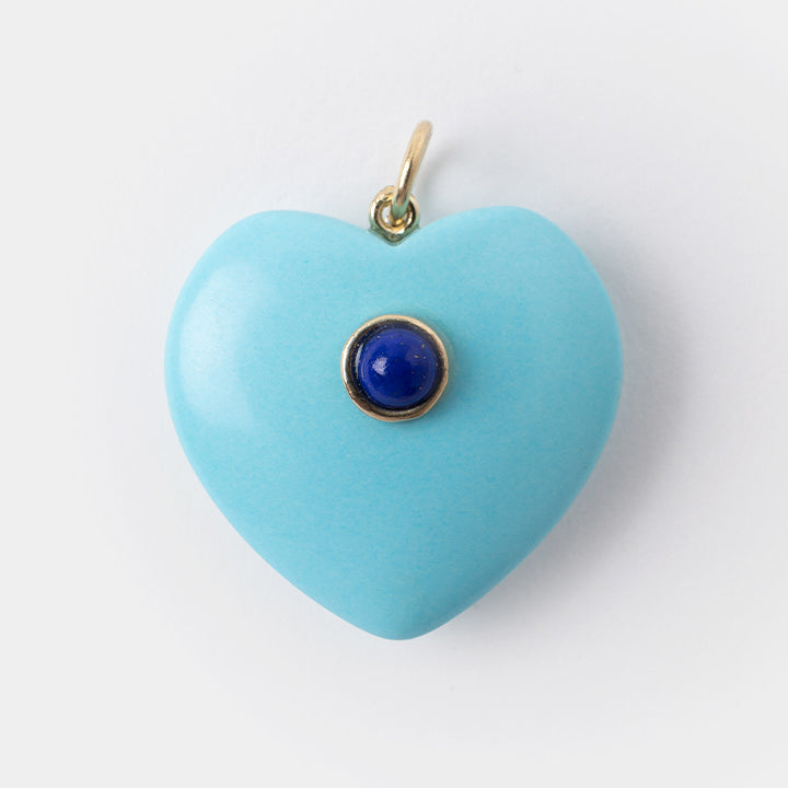 14k Turquoise and Blue Heart Pendant - Helen Georgio - Small Things We Love