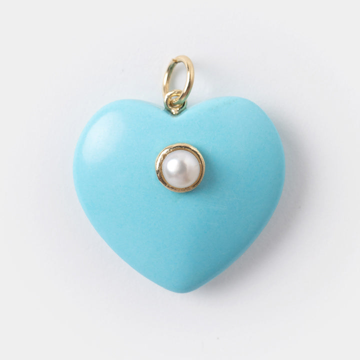 14K Gold and Turquoise Heart Pendant