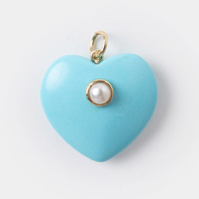14k Turquoise and Pearl Heart Pendant