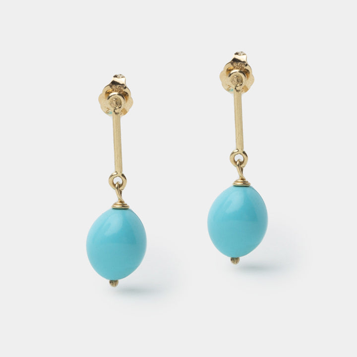 14k Gold Drop & Turquoise Drop Earrings - Helen Georgio - Small Things We Love