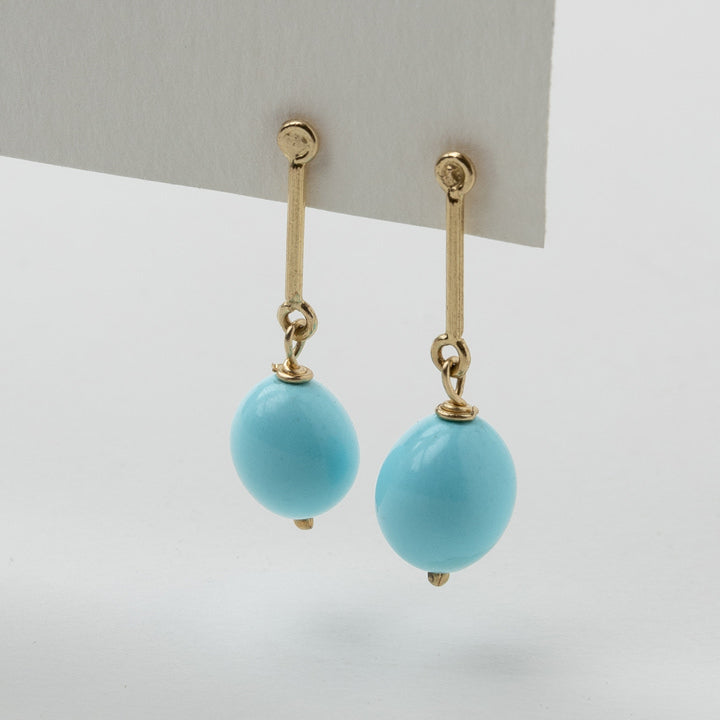 14k Gold Drop & Turquoise Drop Earrings - Helen Georgio - Small Things We Love