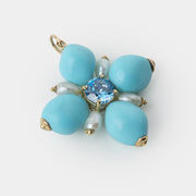 14k Gold and Turquoise Flower Charm