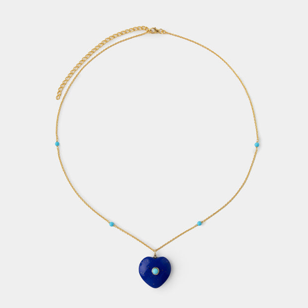 14k Blue and Turquoise Heart Pendant
