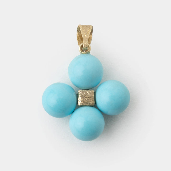 14k Gold and Turquoise Beaded Cross Pendant Small - Helen Georgio - Small Things We Love