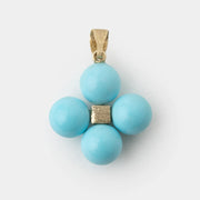 14k Gold and Turquoise Beaded Cross Pendant