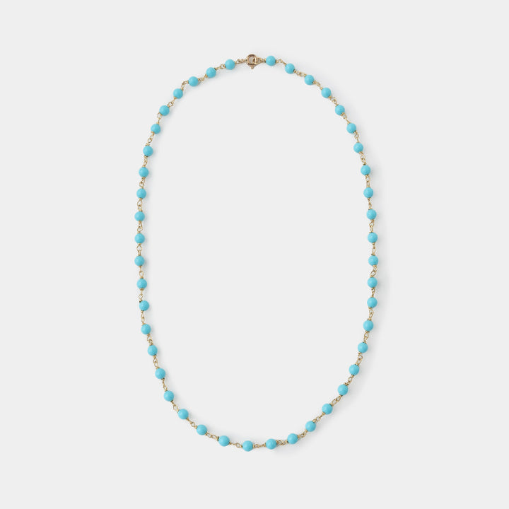 Handcrafted Turquoise Bead Necklace - 18K Gold Plated Elegance