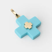 14k Gold on a Turquoise or Blue  Cross
