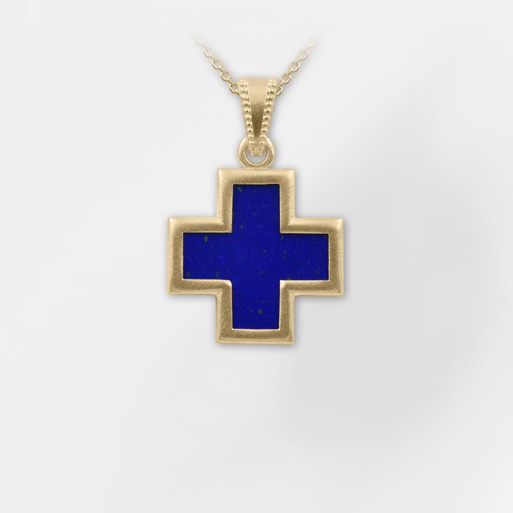 Simi, 18k Gold Plated Greek Blue Cross Necklace,