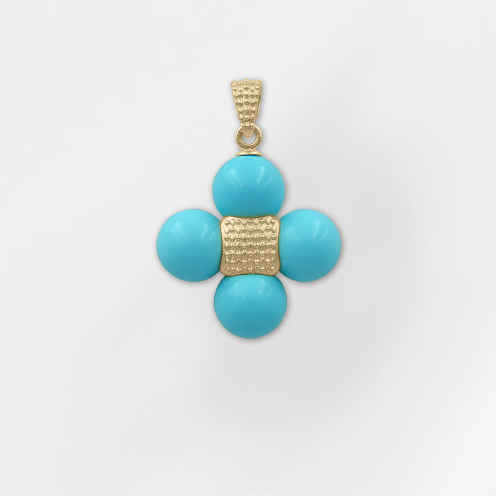Handmade Beaded Cross Pendant / Necklace / Turquoise