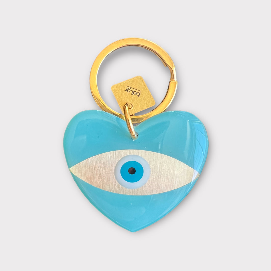 Evil Eye Heart Keychain Turquoise
