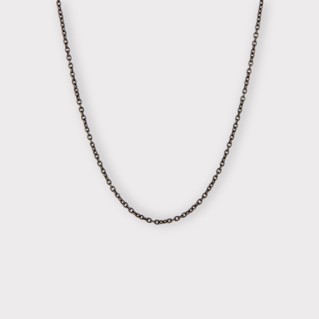 Oxidised Sterling Silver Cable Long Chain for Pendants