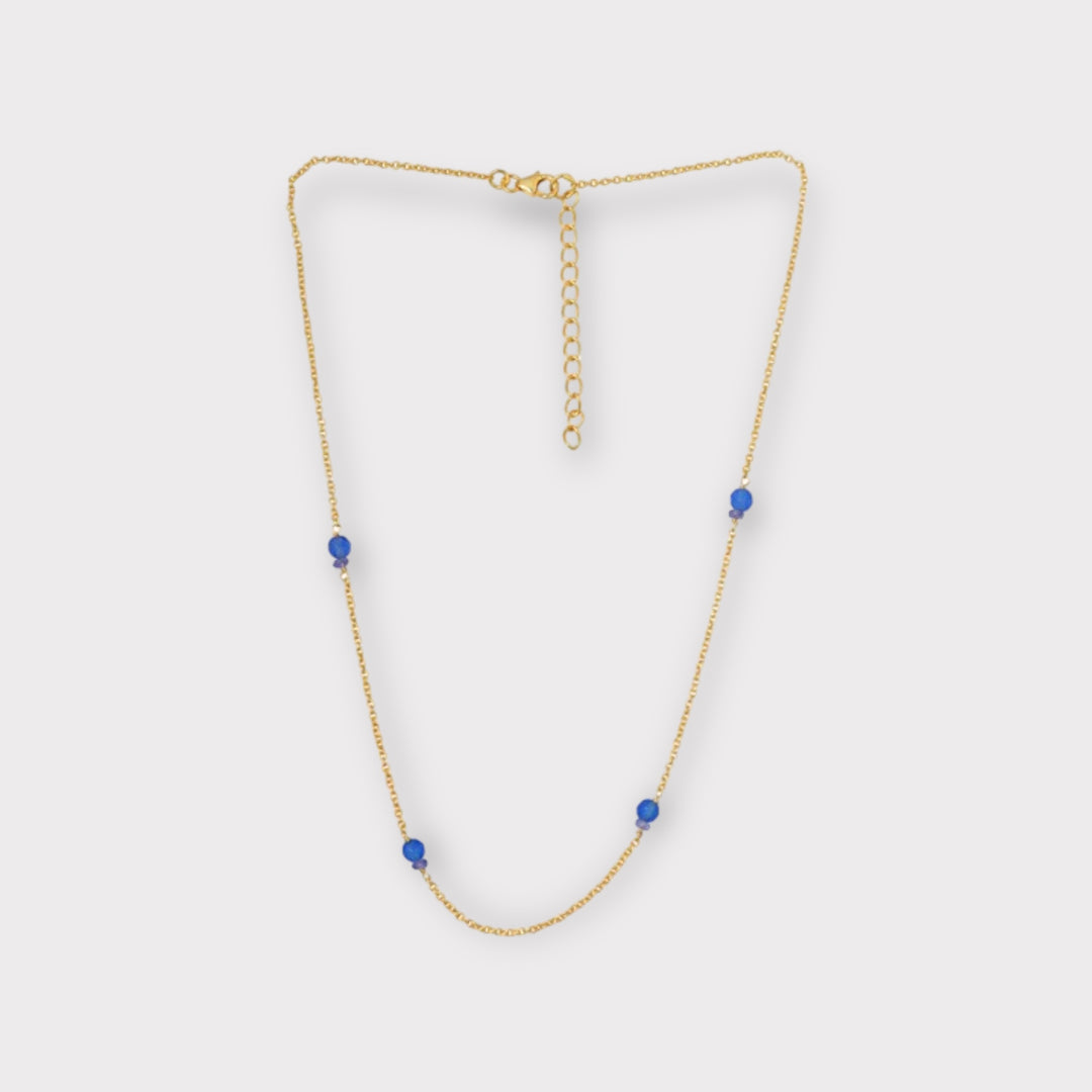 Beaded Chain With Blue Chalcedony and Blue Topaz - Helen Georgio - Small Things We Love