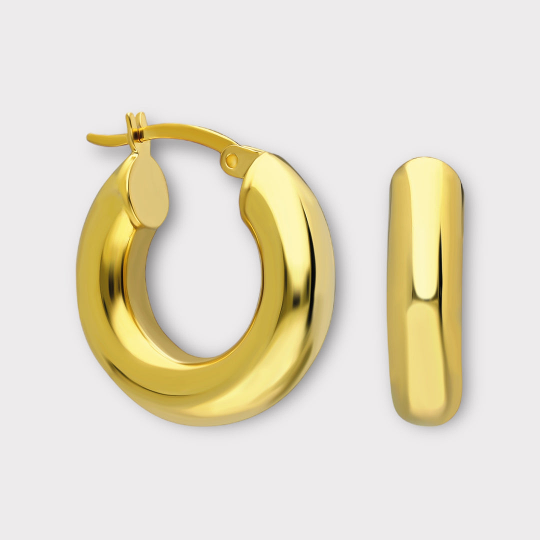 Hoop Statement Earrings In Gold - Helen Georgio - Small Things We Love