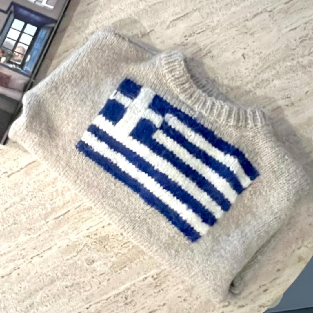 Greek Flag Hand-knitted sweater