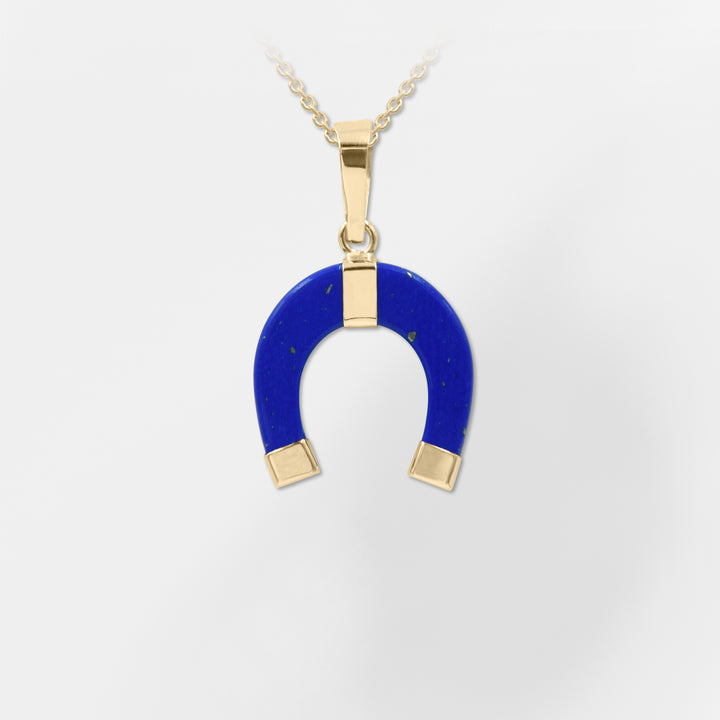 Hermes, 14K Gold Blue Horseshoe Charm